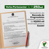 Vereadores da Bancada do Progressistas recebem Emenda de 250 mil reais para a Saúde