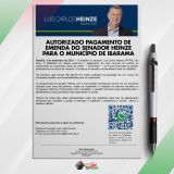 Autorizado pagamento de Emenda R$ 304.000,00 para saúde do Senador Heinze